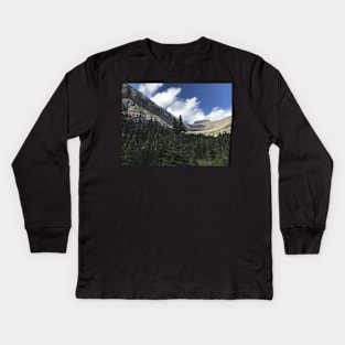 Moutain and Pine Trees Kids Long Sleeve T-Shirt